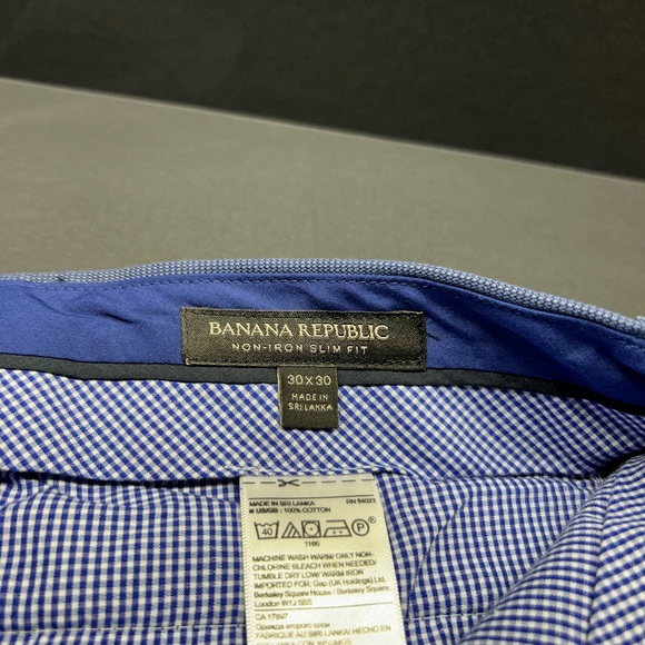 Banana Republic Blue Checkered Pants 30x30‎ Slim Fit - Picture 2 of 6